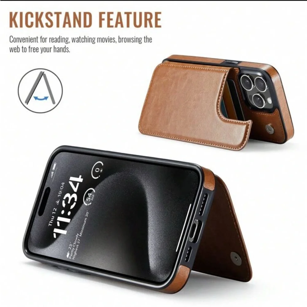 New Brown Leather Wallet Phone Case iphone 16